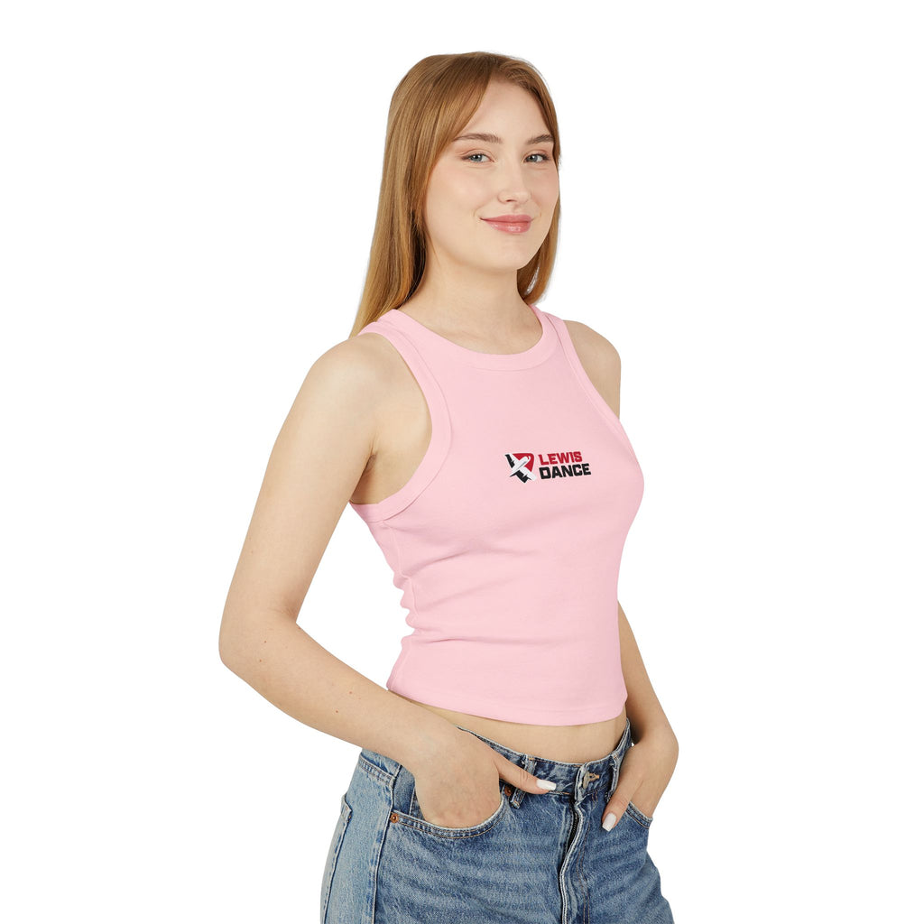 Flyerettes Script Logo Racer Tank Top | Lewis Dance Performance Crop Tank