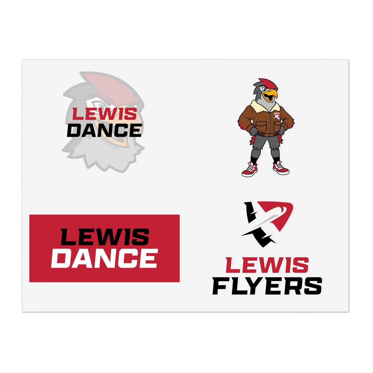 Lewis Dance & Flyers Sticker Sheet — School Spirit Logo Sticker Set