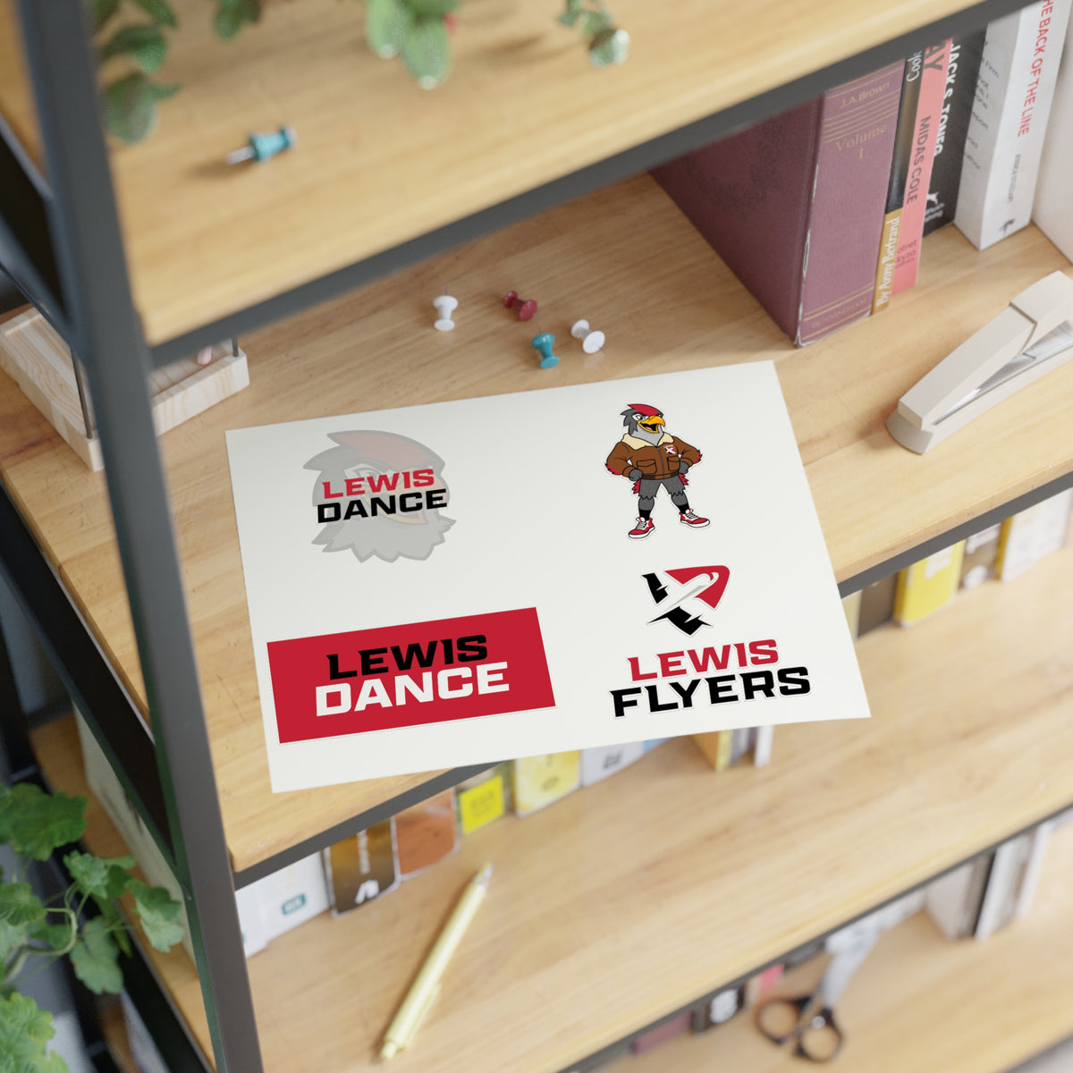 Lewis Dance & Flyers Sticker Sheet — School Spirit Logo Sticker Set