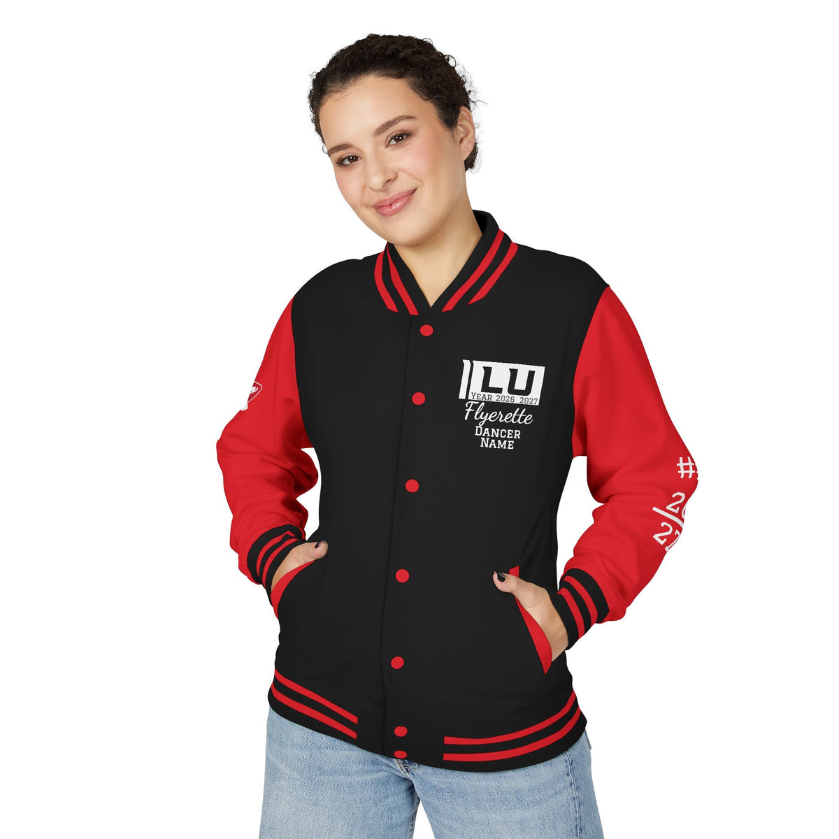 Lewis University Flyerettes Custom Letterman Jacket — Personalized Dance Team Varsity Jacket