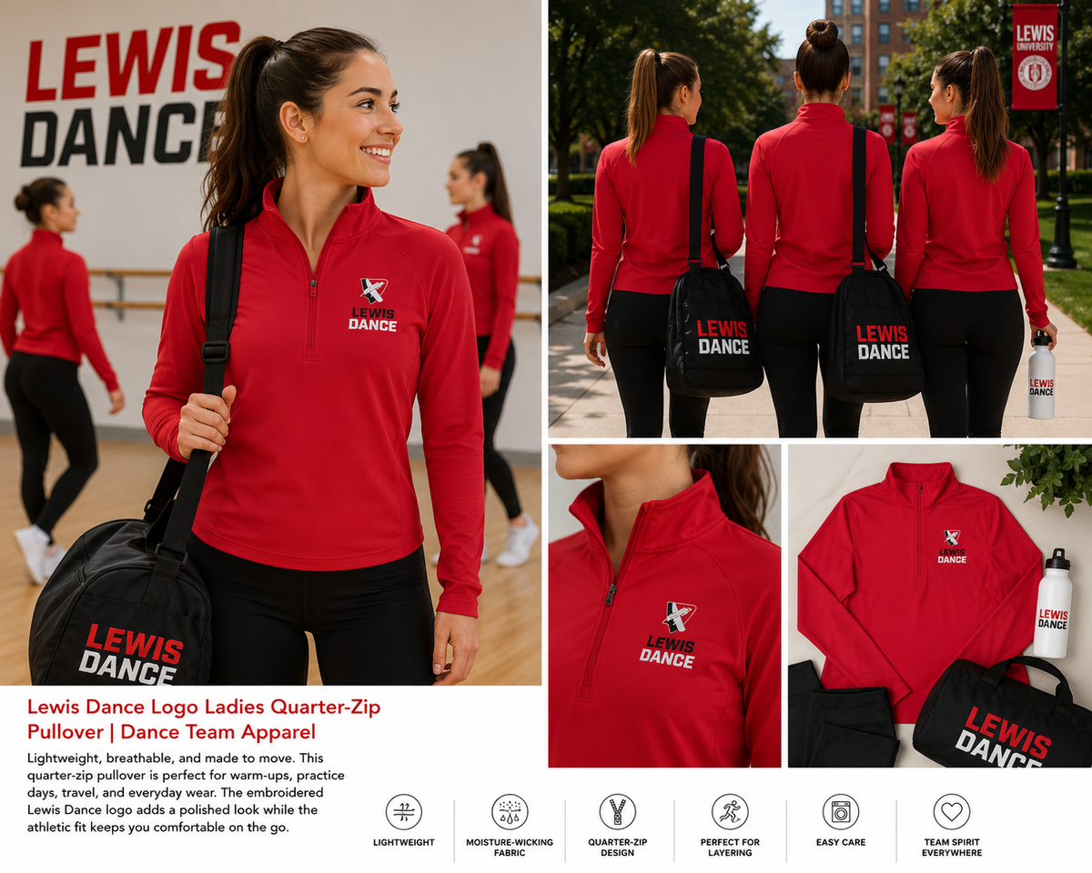Lewis Dance Women's Quarter-Zip Performance Pullover | Lightweight Team Warm-Up Jacket