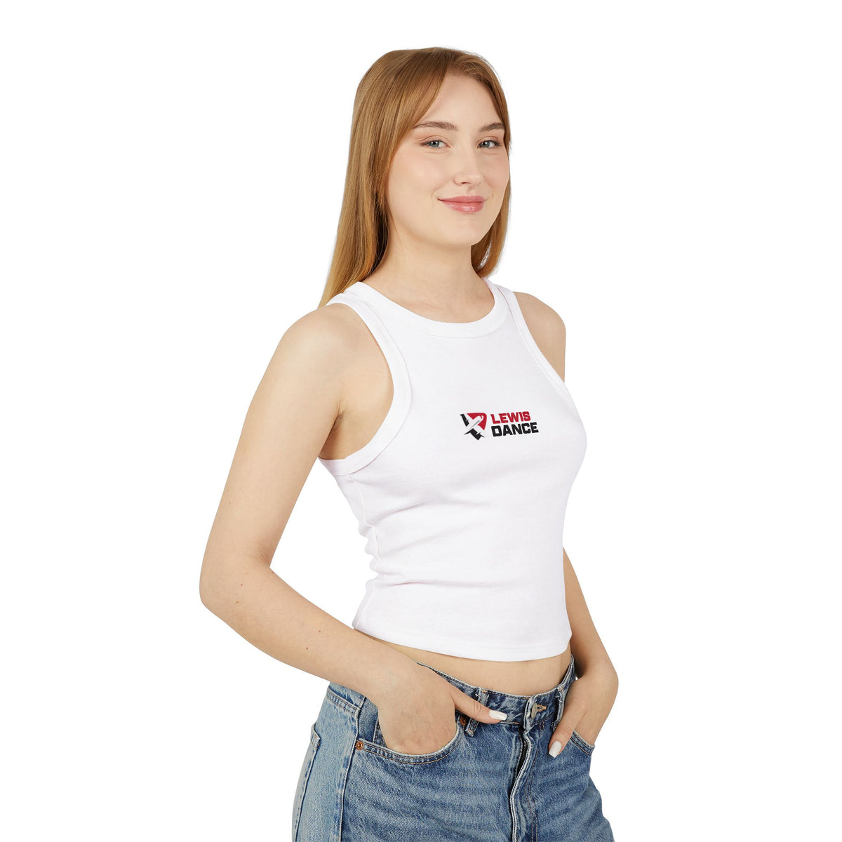 Flyerettes Script Logo Racer Tank Top | Lewis Dance Performance Crop Tank