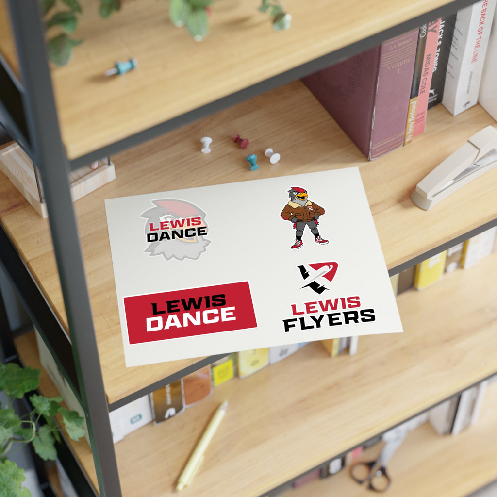 Lewis Dance & Flyers Sticker Sheet — School Spirit Logo Sticker Set