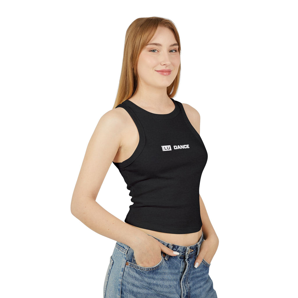 Flyerettes Script Logo Racer Tank Top | Lewis Dance Performance Crop Tank