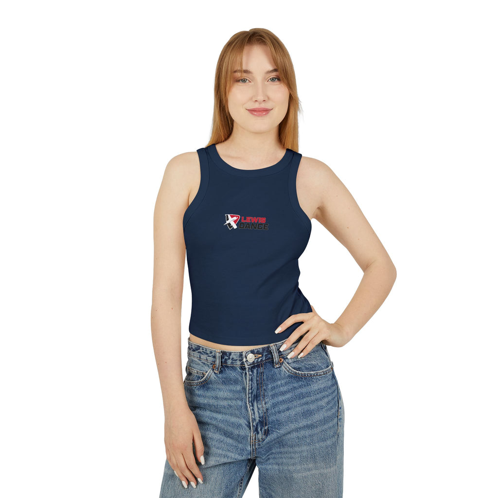 Flyerettes Script Logo Racer Tank Top | Lewis Dance Performance Crop Tank