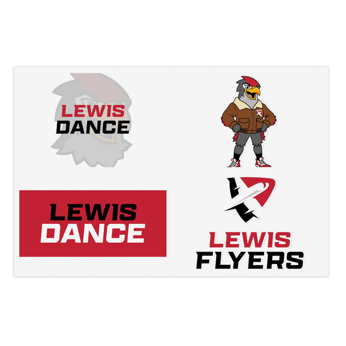 Lewis Dance & Flyers Sticker Sheet — School Spirit Logo Sticker Set